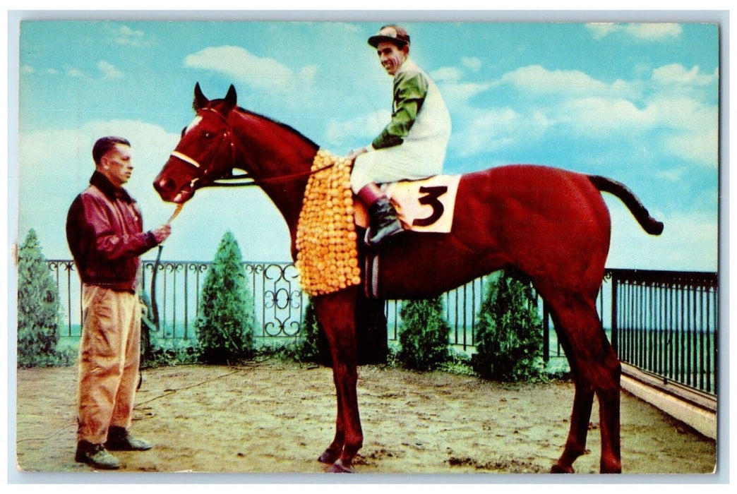 1955 Eric Guerin The Garden State Camden Township NJ, Horse Racing Postcard