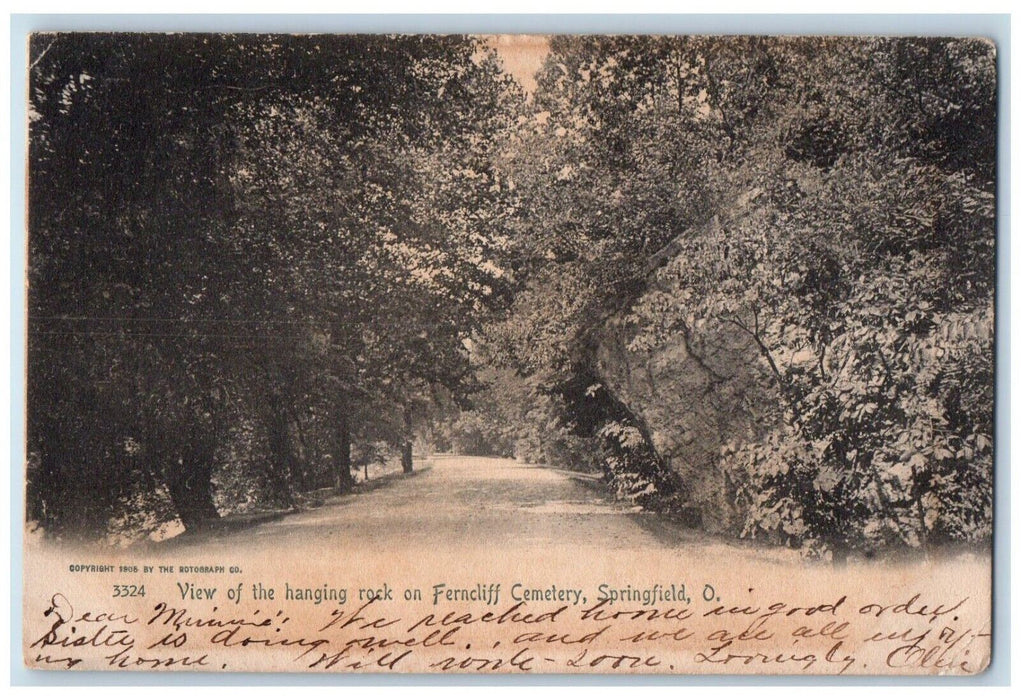 1905 View Hanging Rock Ferncliff Cemetery Springfield Ohio OH Vintage Postcard