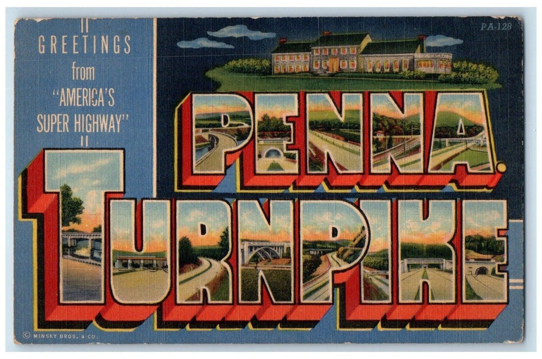 Greetings From America's Super Highway Penna Turnpike Large Letters Postcard