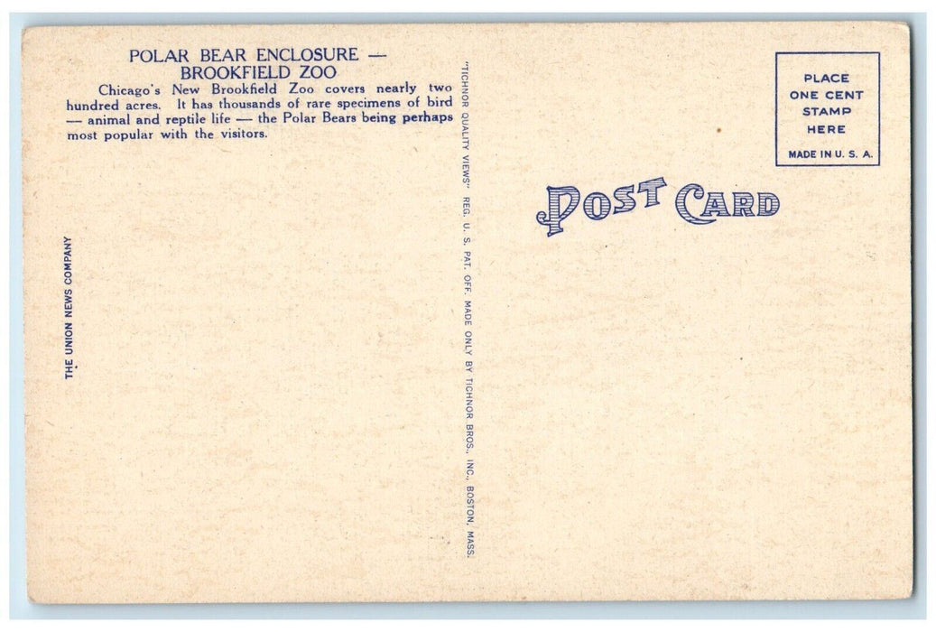 c1930's Polar Bear Enclosure Brookfield Zoo Chicago Illinois IL Vintage Postcard