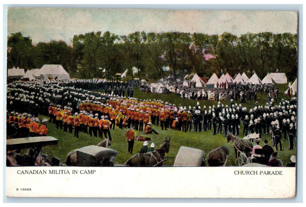 c1910 Canadian Militia in Camp Church Parade Canada Antique Unposted Postcard