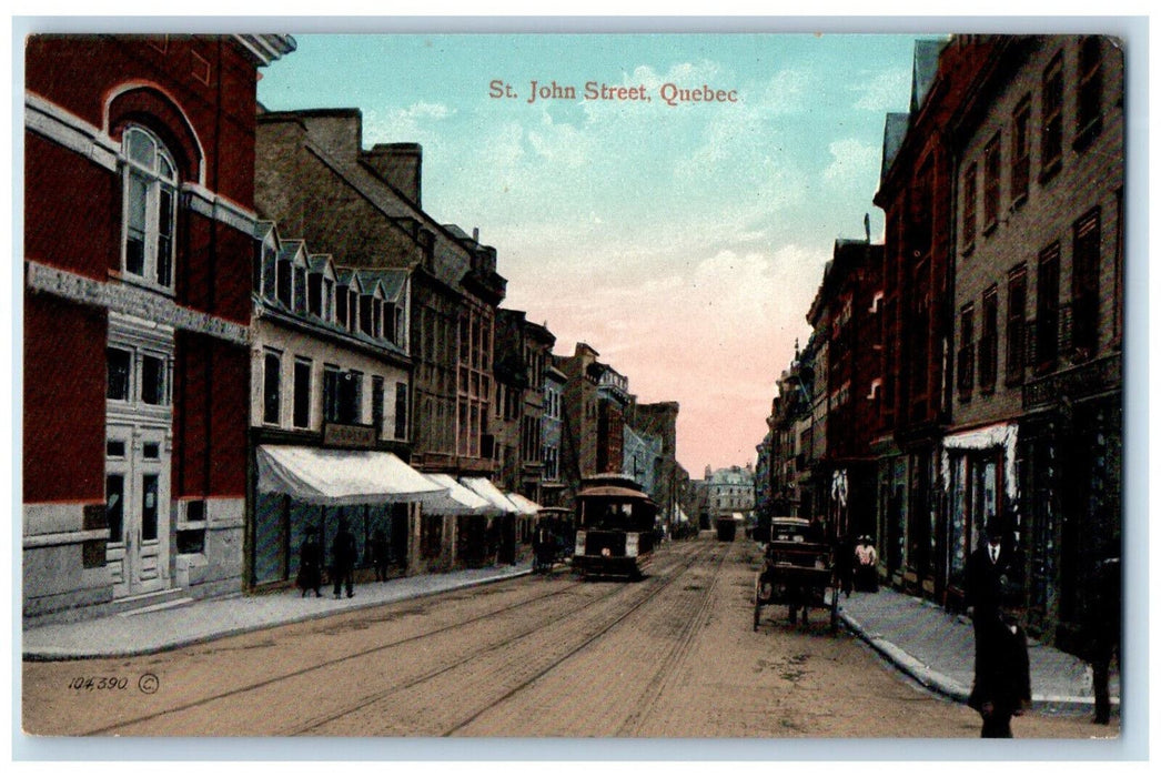 c1910 Scene at St. John Street Quebec Canada Antique Unposted Postcard