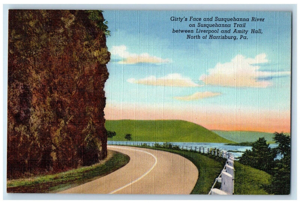 c1950's Girty's Face Susquehanna River Susquehanna Trail Harrisburg PA Postcard