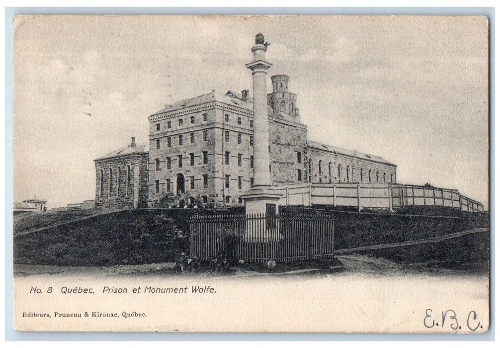 1906 Prison et Monument Wolfe No.8 Quebec Canada Antique Posted Postcard