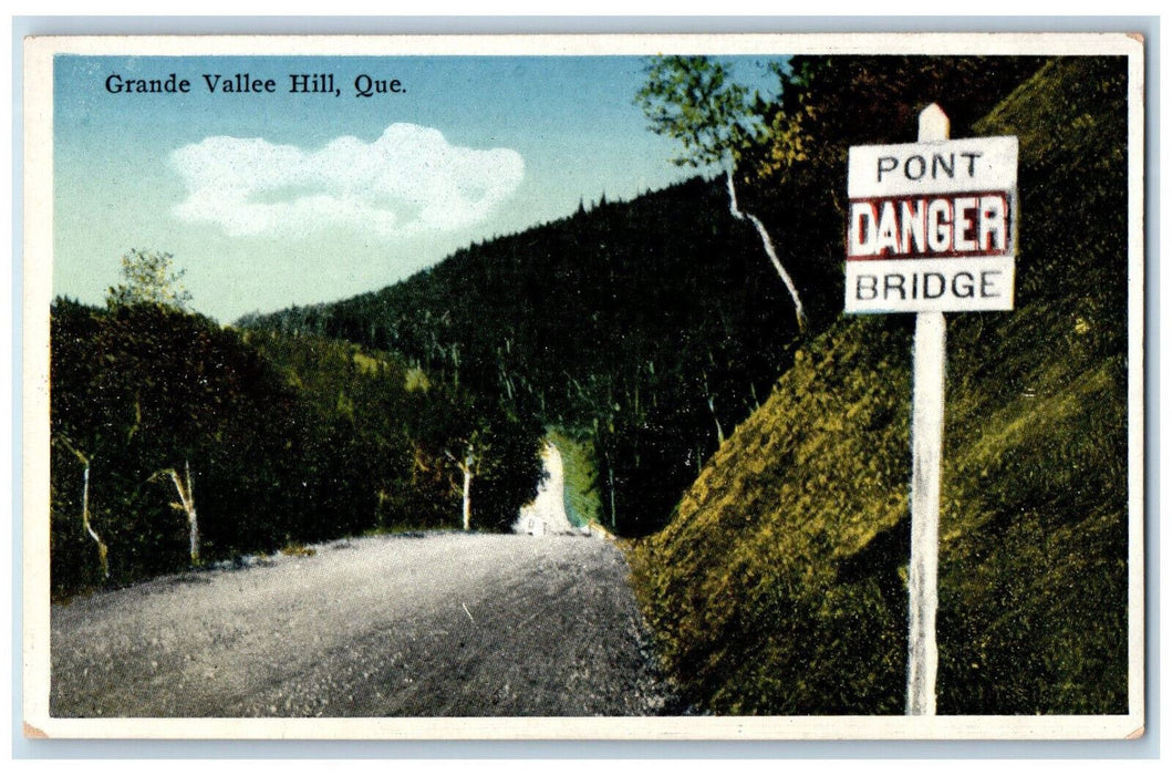 c1920's Pont Danger Brige Grande Vallee Hill Quebec Canada Antique Postcard