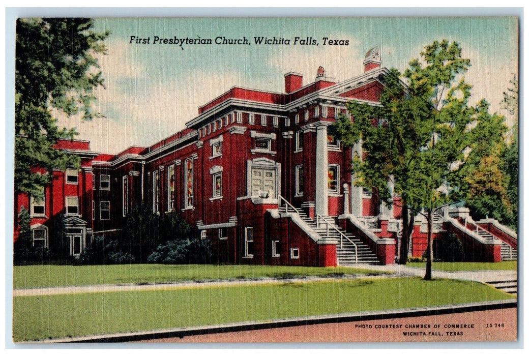 c1930's First Presbyterian Church Wichita Falls Texas TX Vintage Postcard