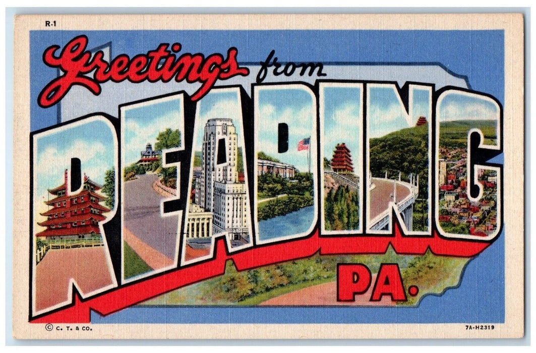 Greetings From Reading Pennsylvania PA, Large Letters Vintage Postcard