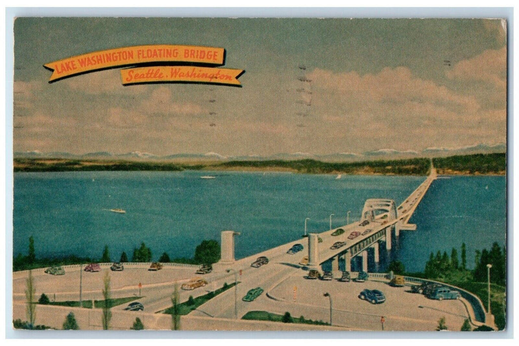 1948 Lake Washington Floating Bridge Seattle Washington WA, Moscow ID Postcard
