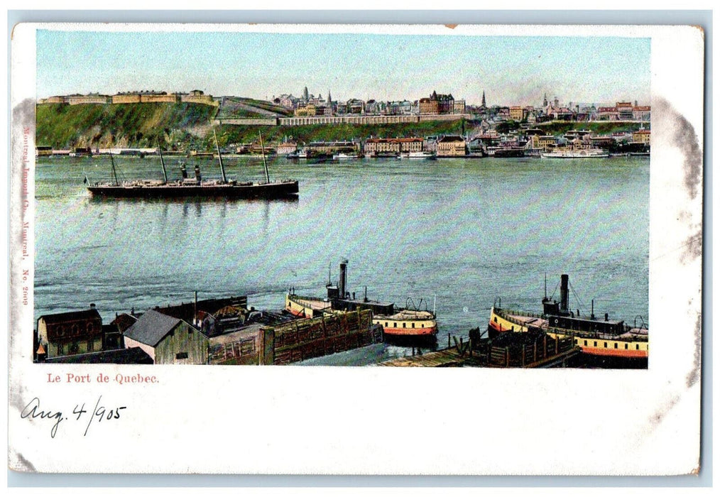 1905 Steamers Landing Le Port De Quebec Canada Antique Unposted Postcard