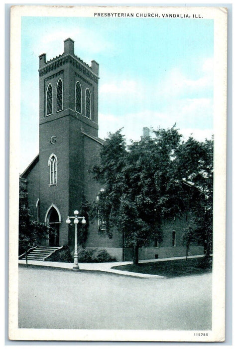 c1920 Presbyterian Church Chapel Exterior Building Vandalia Illinois IL Postcard