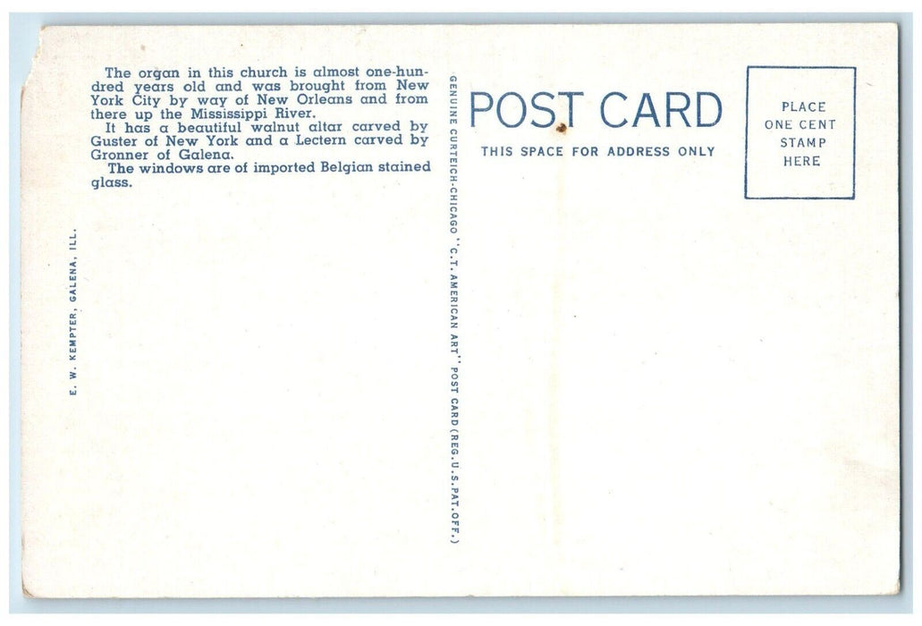 c1920 Grace Episcopal Church New Orleans Mississippi Galena Illinois IL Postcard