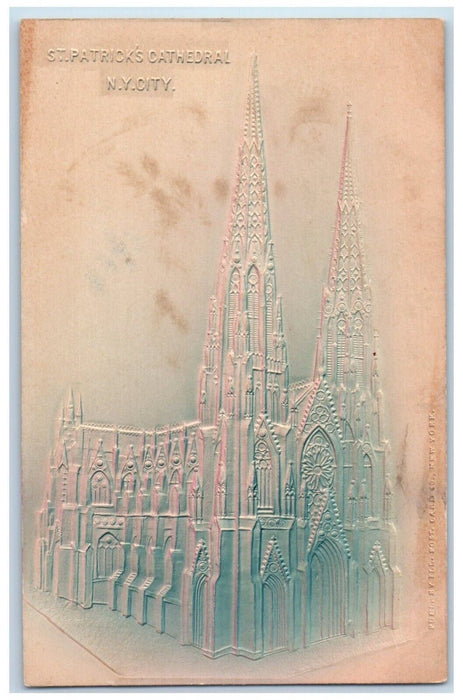 c1905 St. Patricks Cathedral Embossed Airbrushed New York City New York Postcard