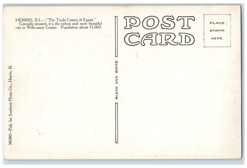 c1920 First Baptist Church Trade Center Egypt Street Herrin Illinois IL Postcard