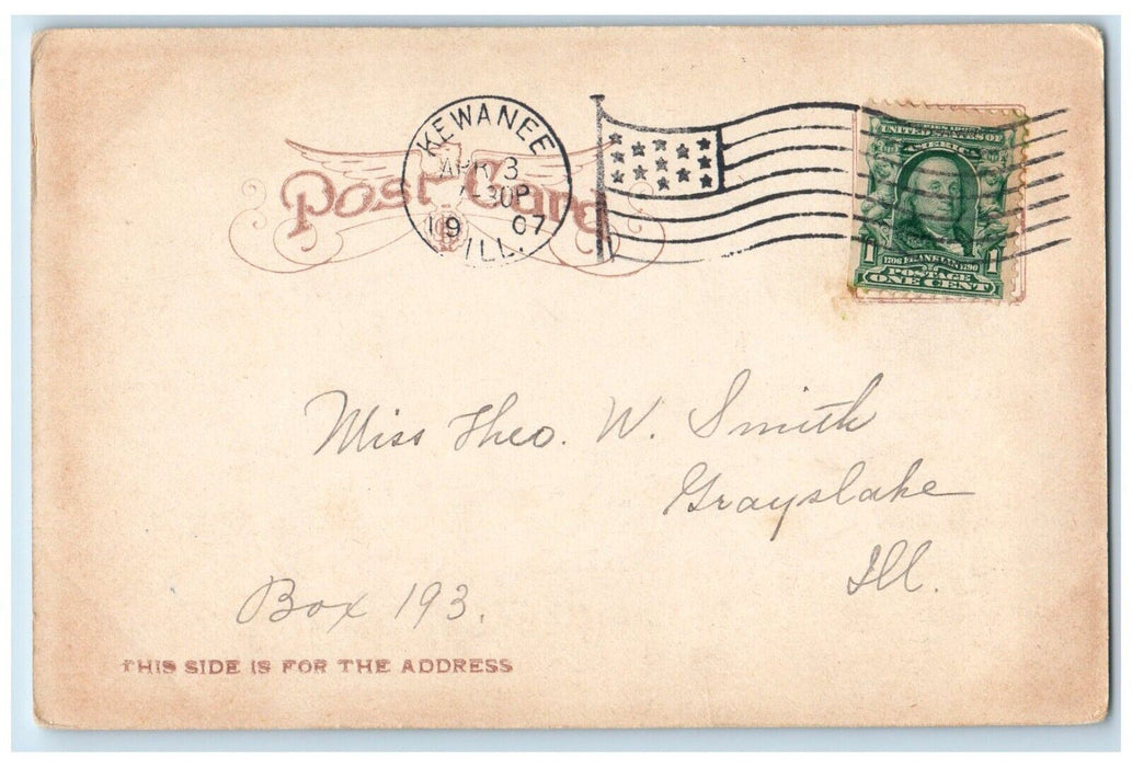 1907 First Congregational Church Chapel Exterior Kewaunee Illinois IL Postcard