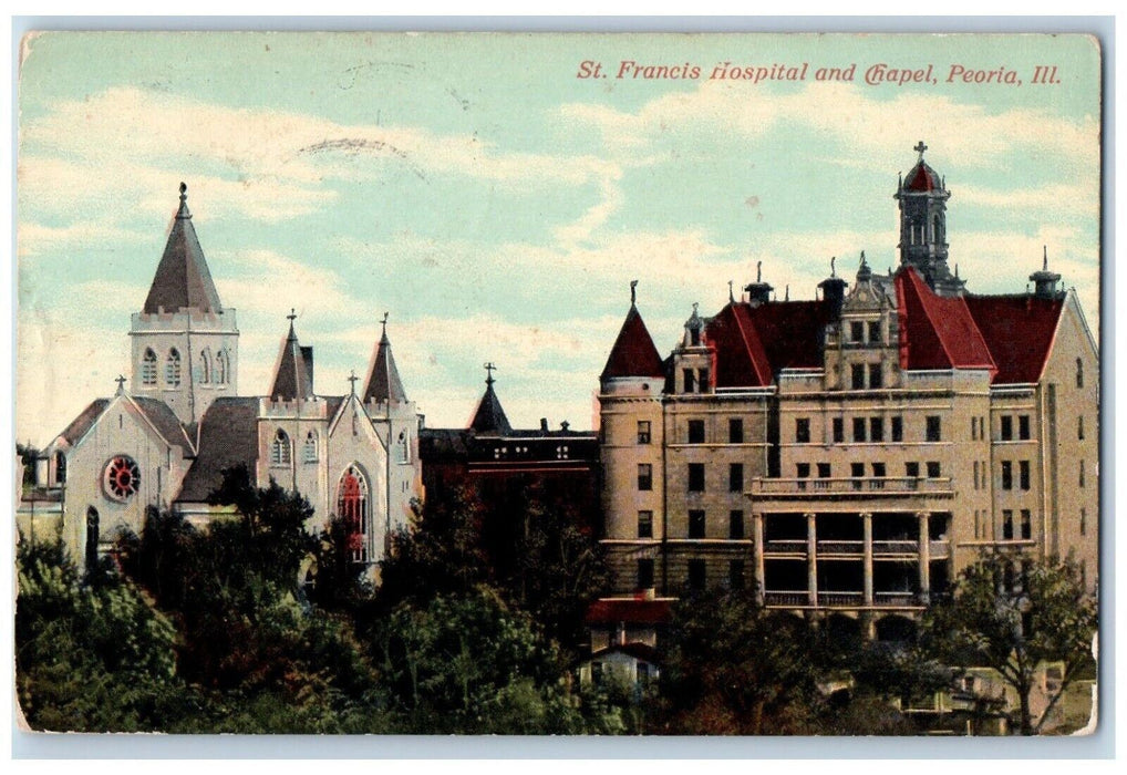 1911 St. Francis Hospital Chapel Exterior Building Peoria Illinois IL Postcard