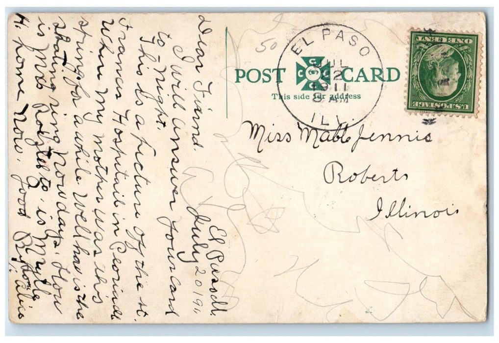 1911 St. Francis Hospital Chapel Exterior Building Peoria Illinois IL Postcard