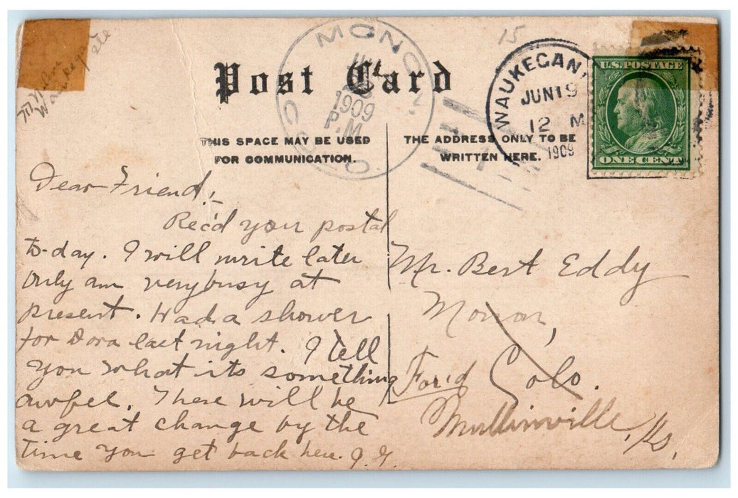 1909 Presbyterian Church Chapel Exterior Building Waukegan Illinois IL Postcard
