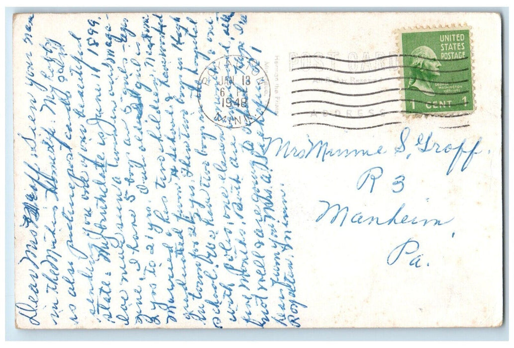 1948 Greetings From Northern Minnesota MN, Royalton Sea Sailboat View Postcard