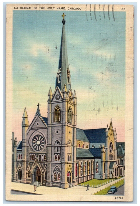 1939 Cathedral Holy Name Eminence George Cardinal Chicago Illinois IL Postcard
