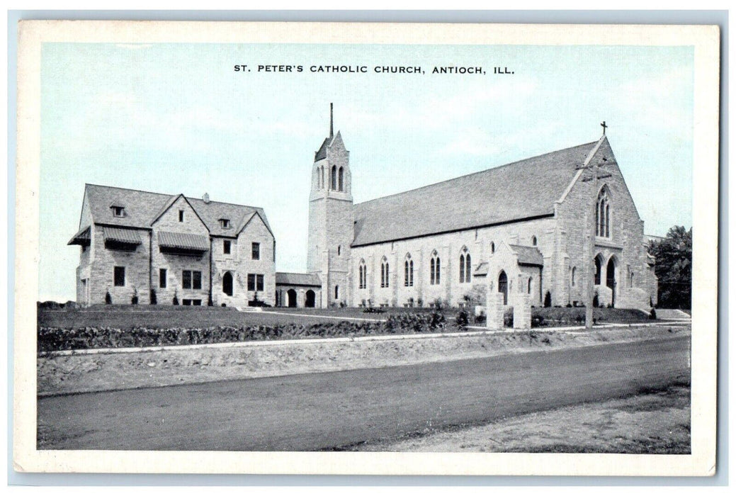 c1940 St. Peter's Catholic Church Chapel Exterior Antioch Illinois IL Postcard