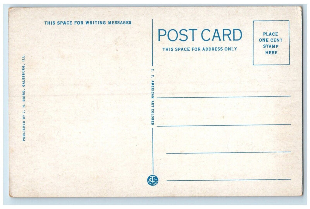 c1940 First Baptist Church Chapel Exterior Building Galesburg Illinois Postcard