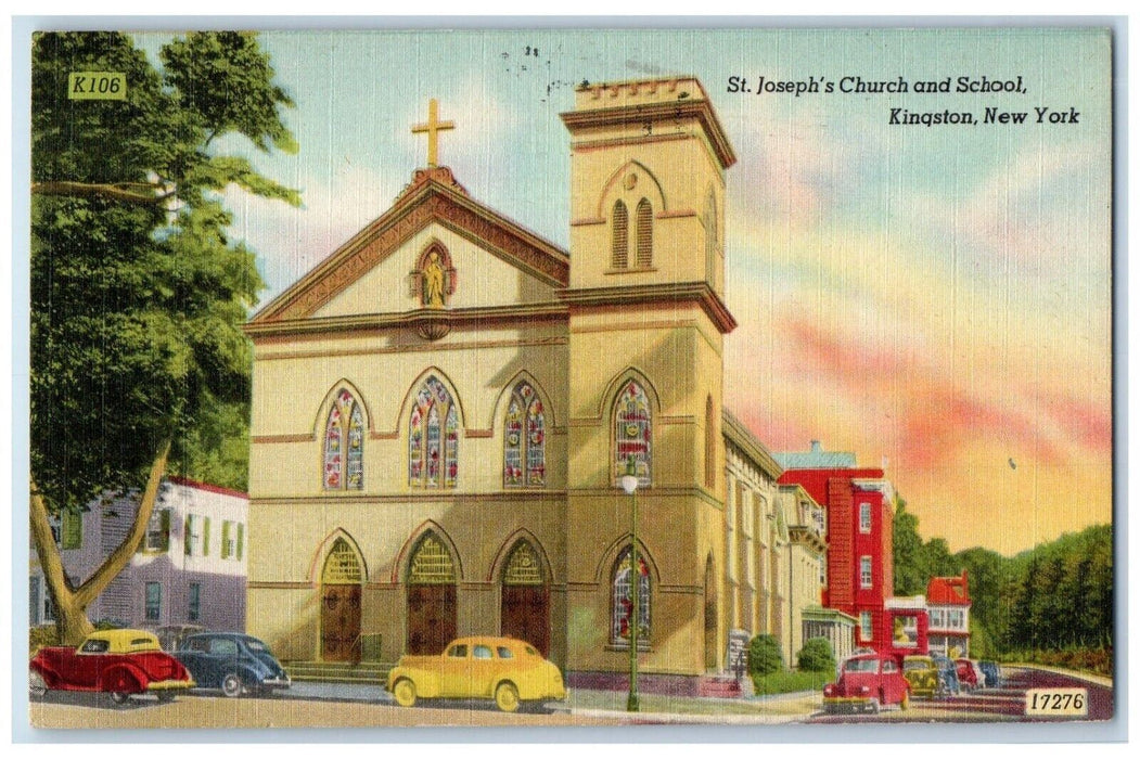 1951 St. Joseph's Church School Chapel Road Exterior Kingston New York Postcard