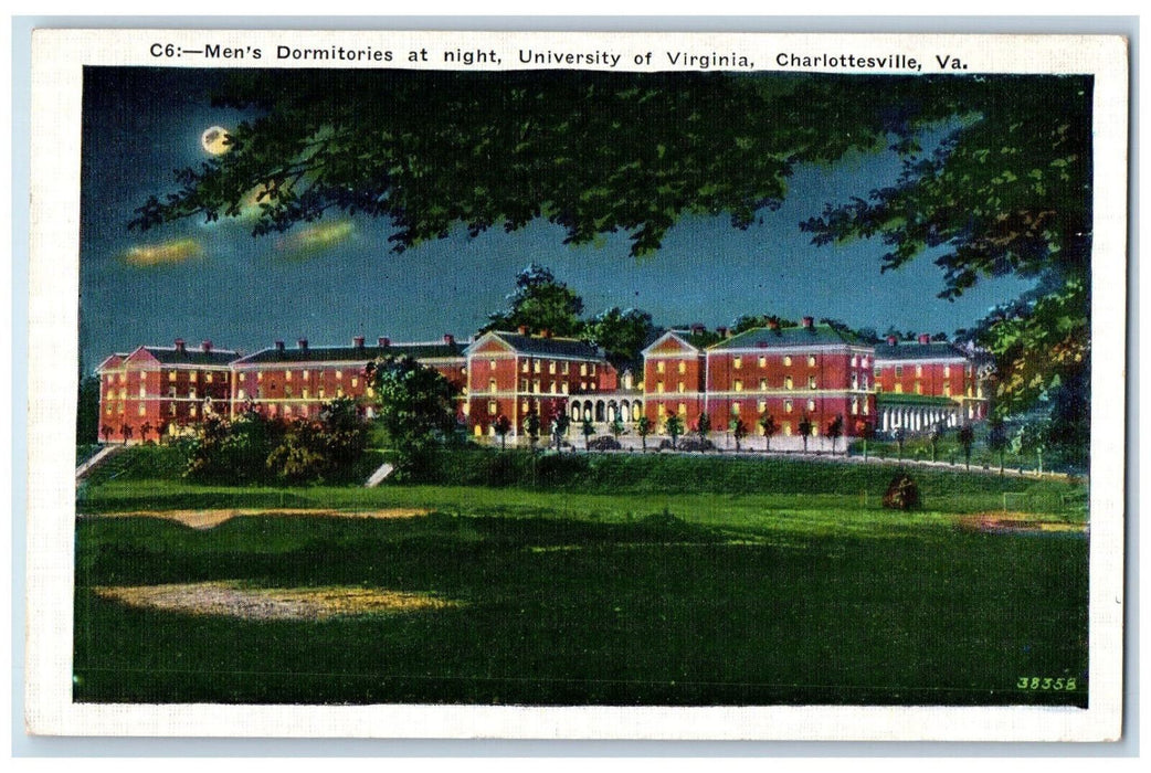 Men's Dormitories Moon Night University Of Virginia Charlottesville VA Postcard