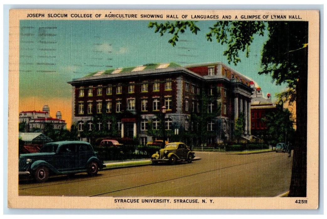 1943 Joseph Slocum College Of Agriculture Hall Languages Syracuse NY Postcard