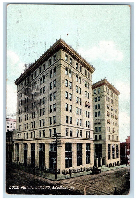 1908 Mutual Building Exterior Scene Richmond Virginia VA Antique Postcard