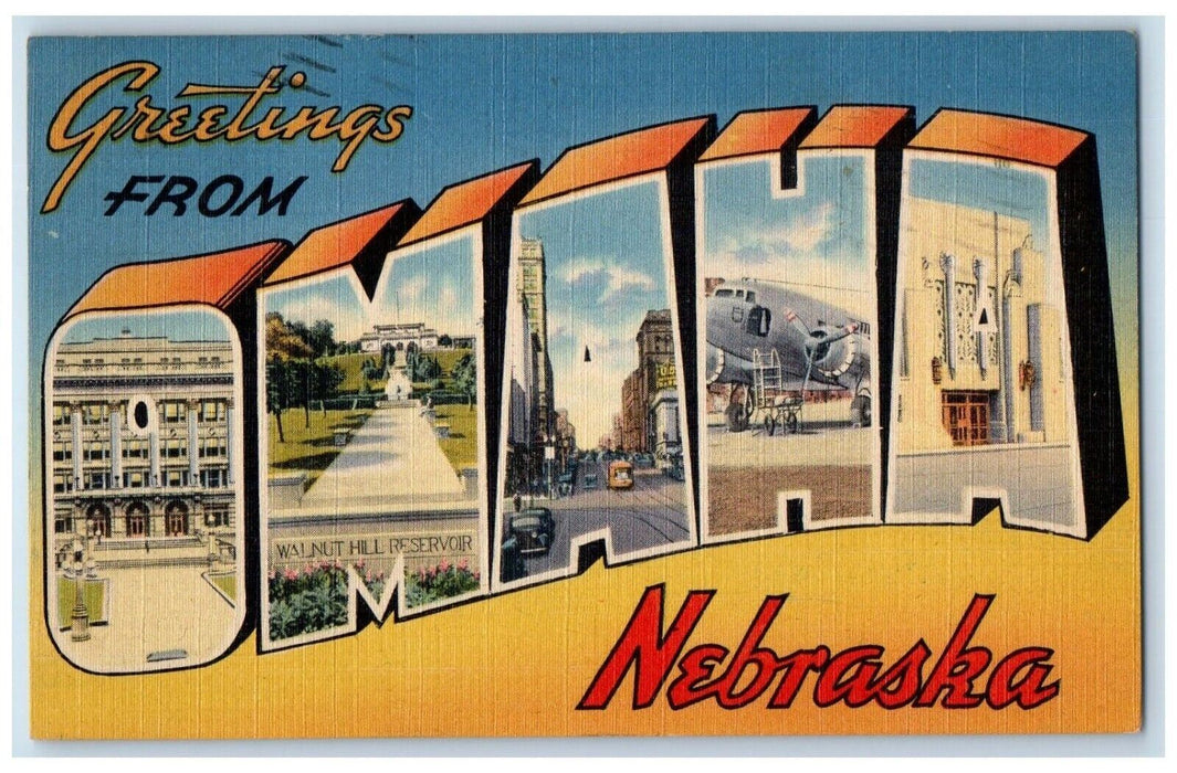 1948 Greetings From Omaha Nebraska NE, Large Letters Posted Vintage Postcard