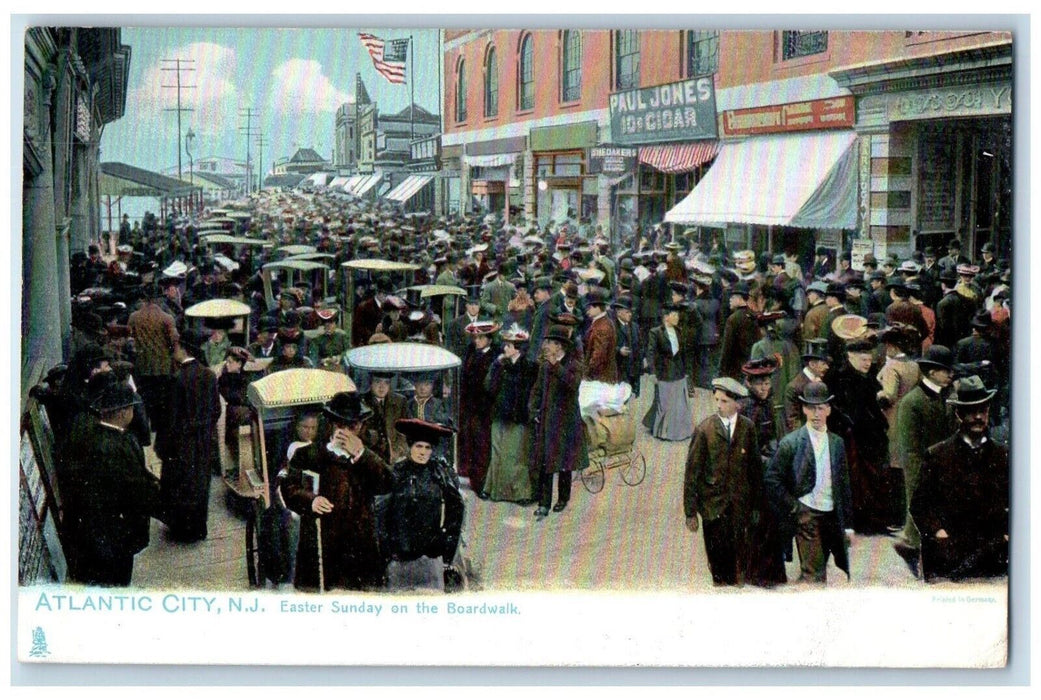 c1905 Easter Sunday On The Boardwalk Atlantic City New Jersey NJ Tuck's Postcard