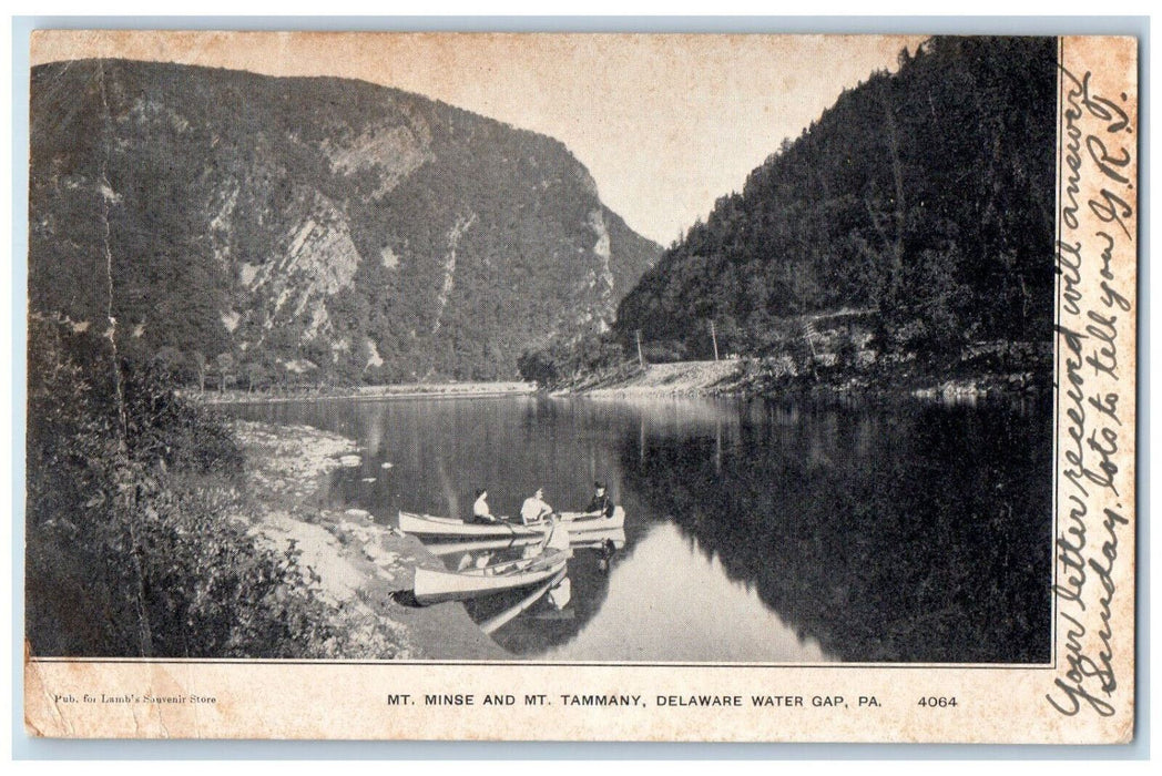 1907 Mt. Minse & Mt. Tammany Boats Delaware Water Gap Pennsylvania PA Postcard