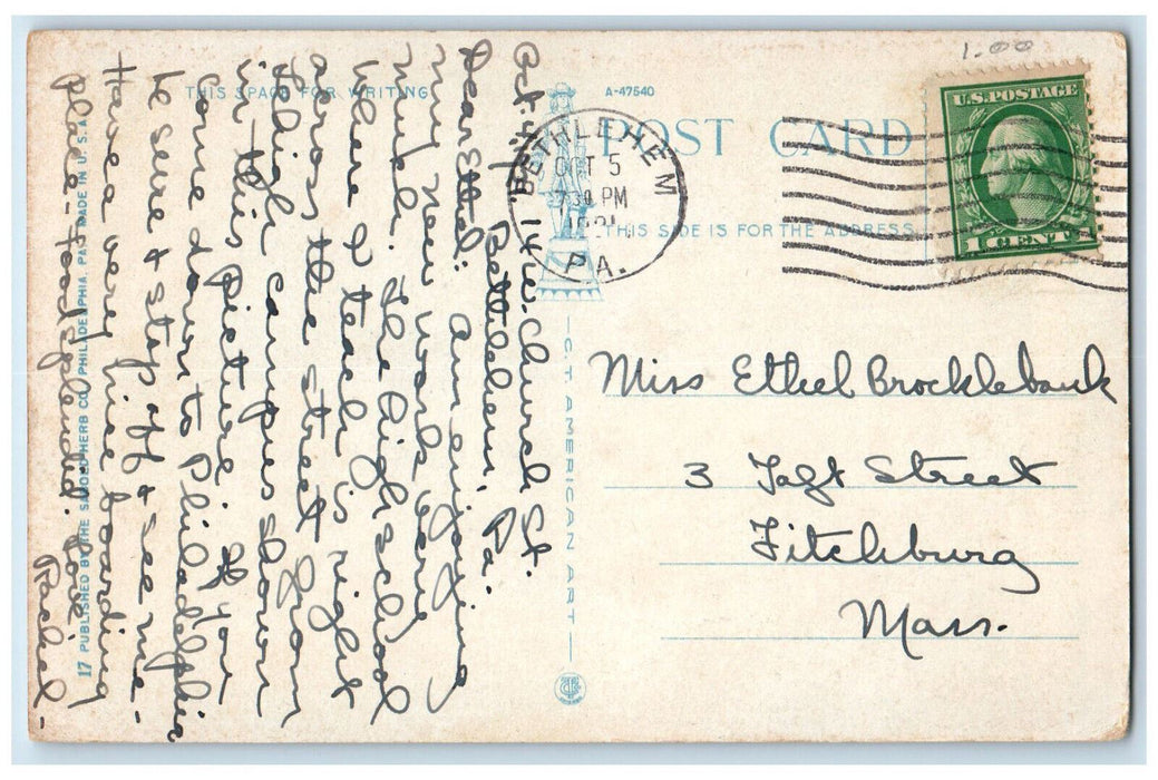 1921 Library Lehigh University South Bethlehem Pennsylvania PA Vintage Postcard
