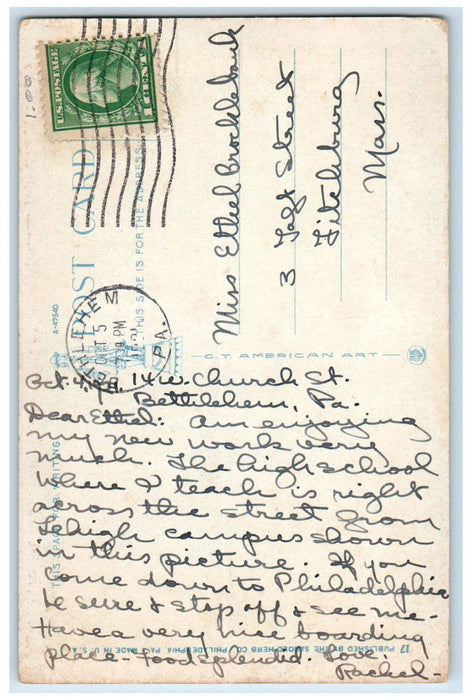 1921 Library Lehigh University South Bethlehem Pennsylvania PA Vintage Postcard