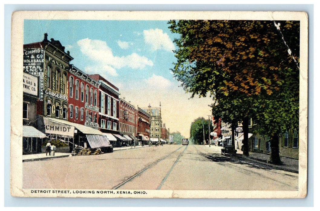 1916 Detroit Street, Looking North, Xenia Ohio OH Antique Posted Postcard