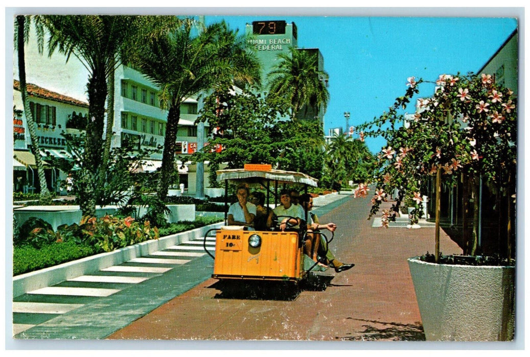 1973 Sightseeing Tram Exotic Lincoln Mall Miami Beach Florida FL Postcard