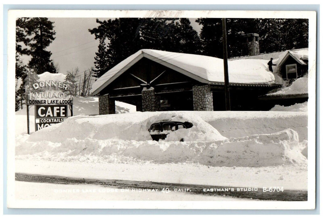 c1940's Donner Lake Lodge Cafe Eastman Tahoe Truckee CA RPPC Photo Postcard