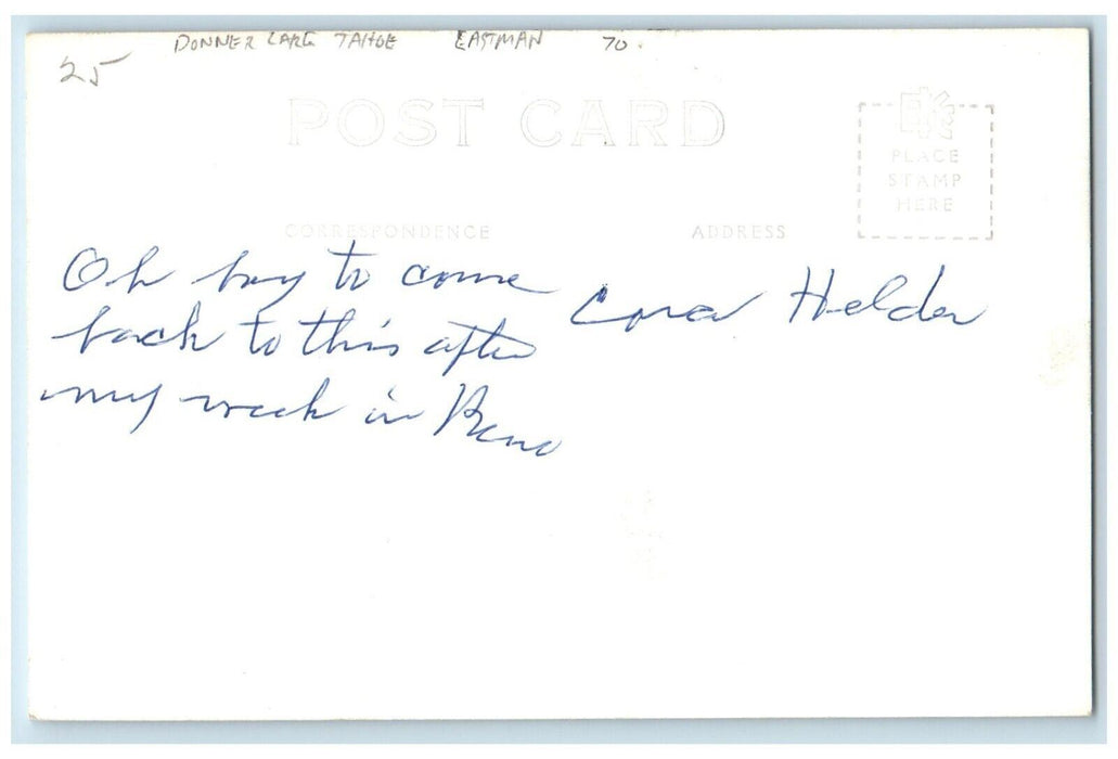 c1940's Donner Lake Lodge Cafe Eastman Tahoe Truckee CA RPPC Photo Postcard