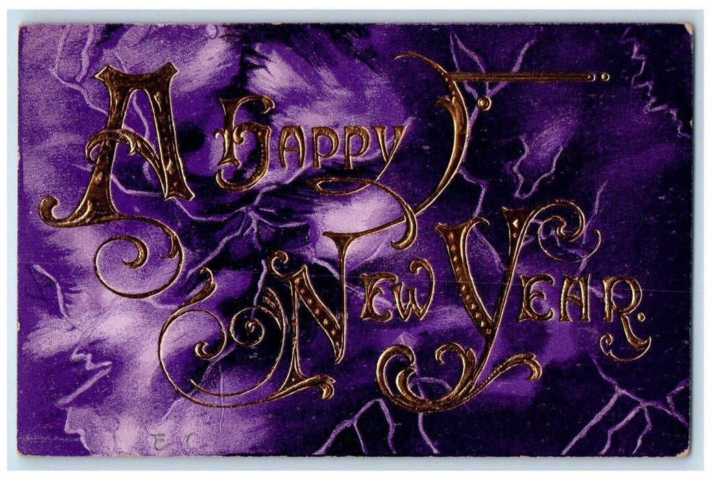 1911 Happy New Year Embossed Buffalo New York NY Posted Antique Postcard