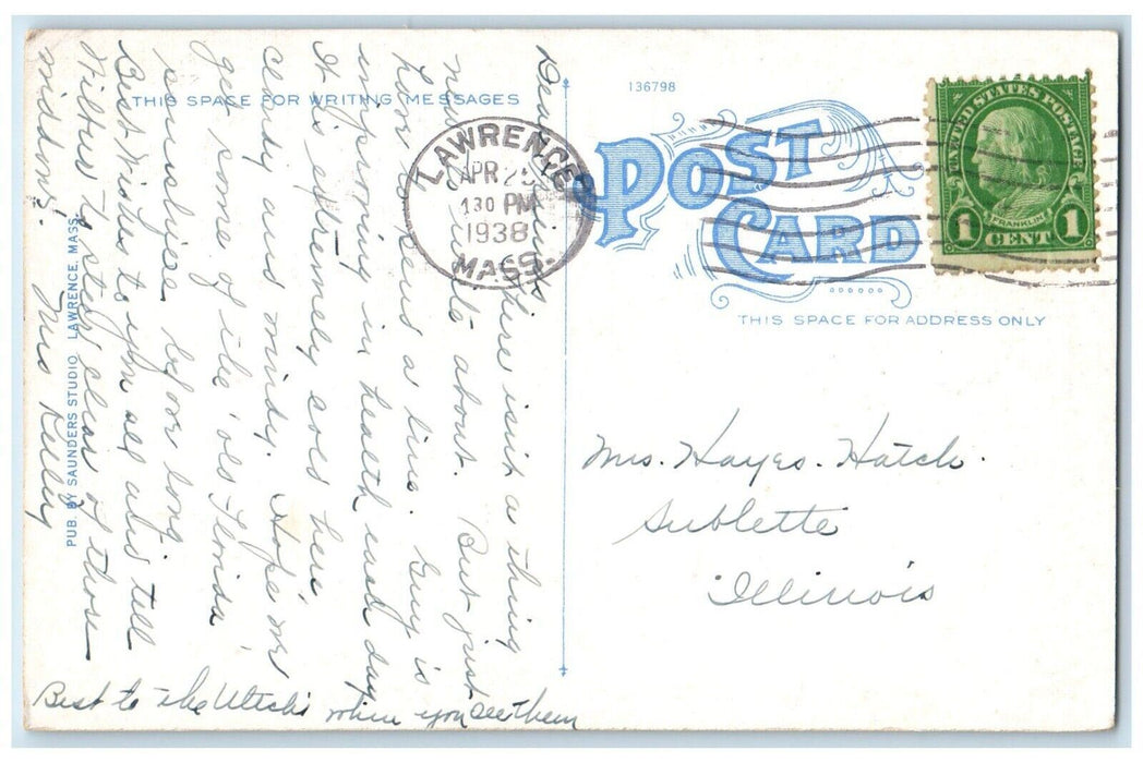 1938 Boston And Maine Railroad Depot Car Lawrence Massachusetts MA Postcard