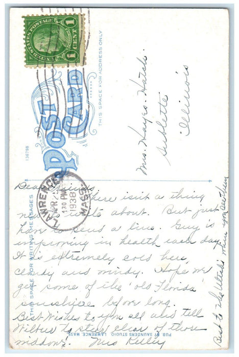 1938 Boston And Maine Railroad Depot Car Lawrence Massachusetts MA Postcard
