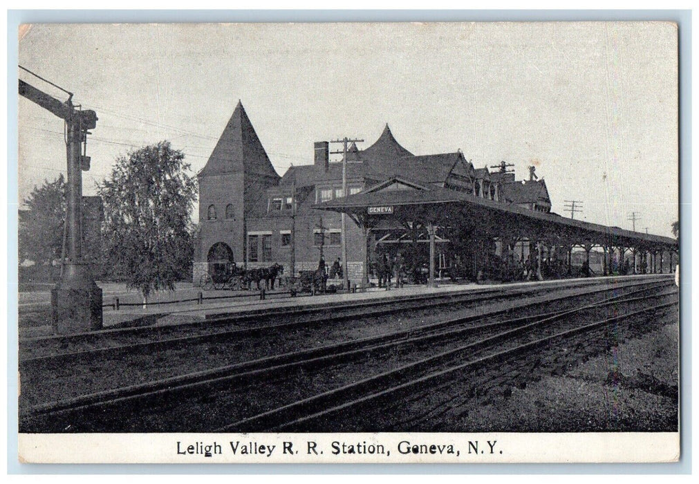 c1910's Lehigh Valley R. R. Railroad Station Depot Geneva New York NY Postcard