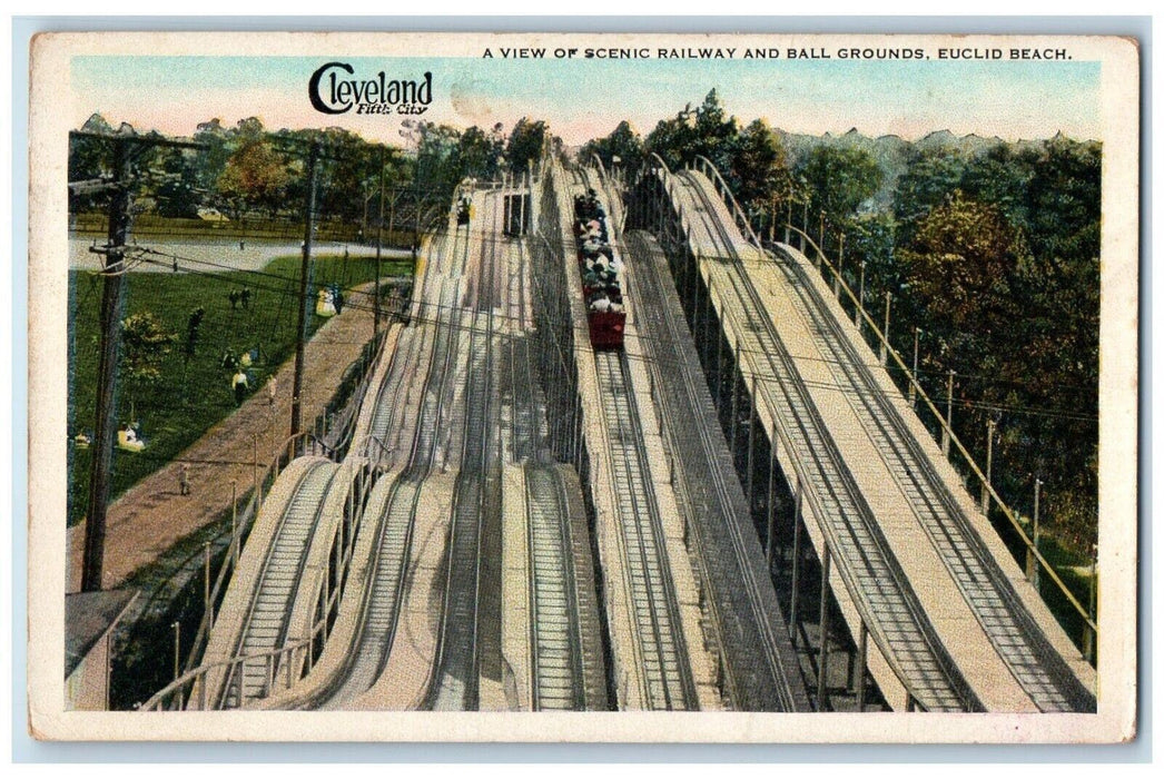 View Of Scenic Railway And Public Ground Euclid Beach Cleveland OH Postcard