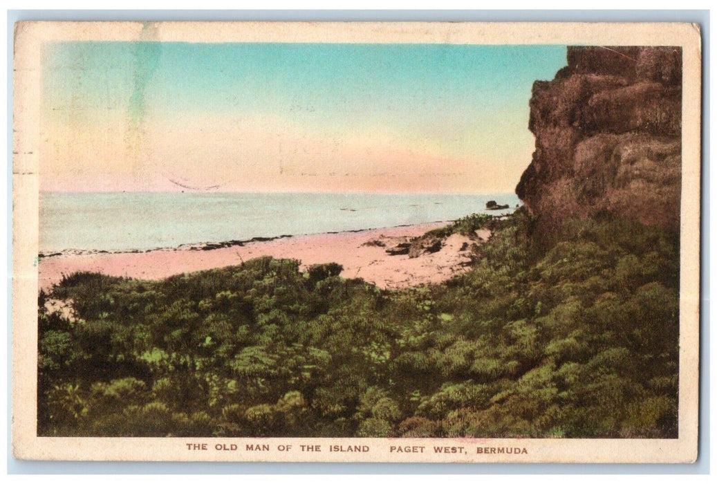 The Old Man Of The Island Paget West Bermuda Handcolored Posted Vintage Postcard
