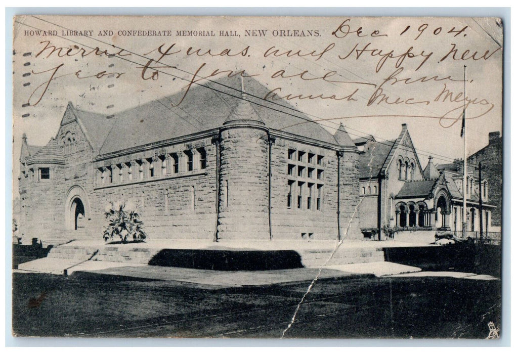 1904 Howard Library Confederate Memorial Hall New Orleans Lousiana LA Postcard