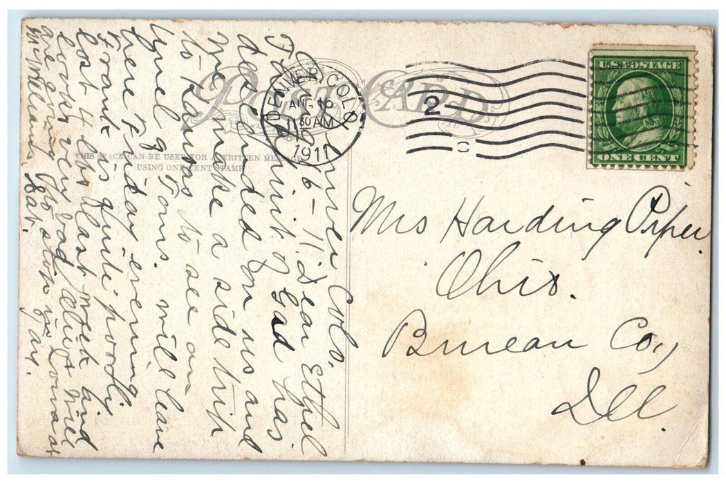 1911 Castle Rock Colorado CO, Station Depot Railroad Train Antique Postcard