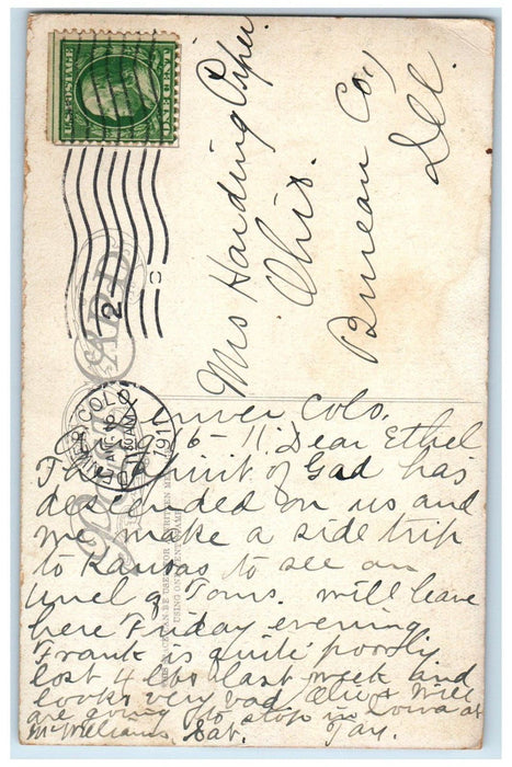 1911 Castle Rock Colorado CO, Station Depot Railroad Train Antique Postcard