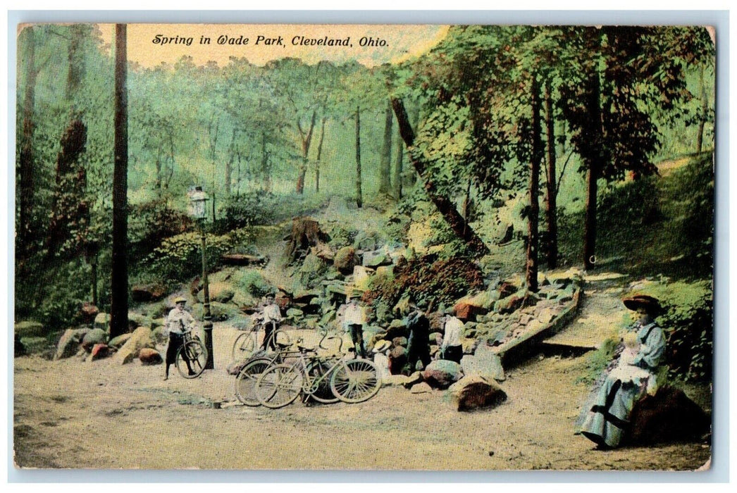 c1910's Spring In Wade Park Bicycles Cleveland Ohio OH Unposted Antique Postcard