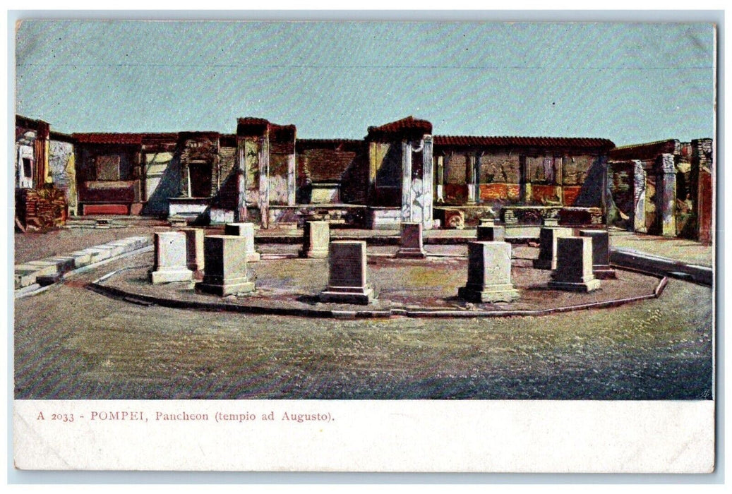 c1910's Pompie Italy, Pancheon Tempio Ad Augusto Unposted Antique Postcard