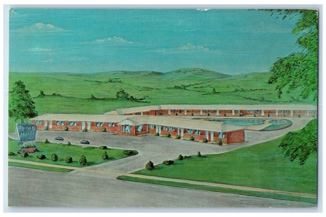 c1960's Bird's Eye View Of Harvey's Motel Lynchburg Virginia VA Vintage Postcard